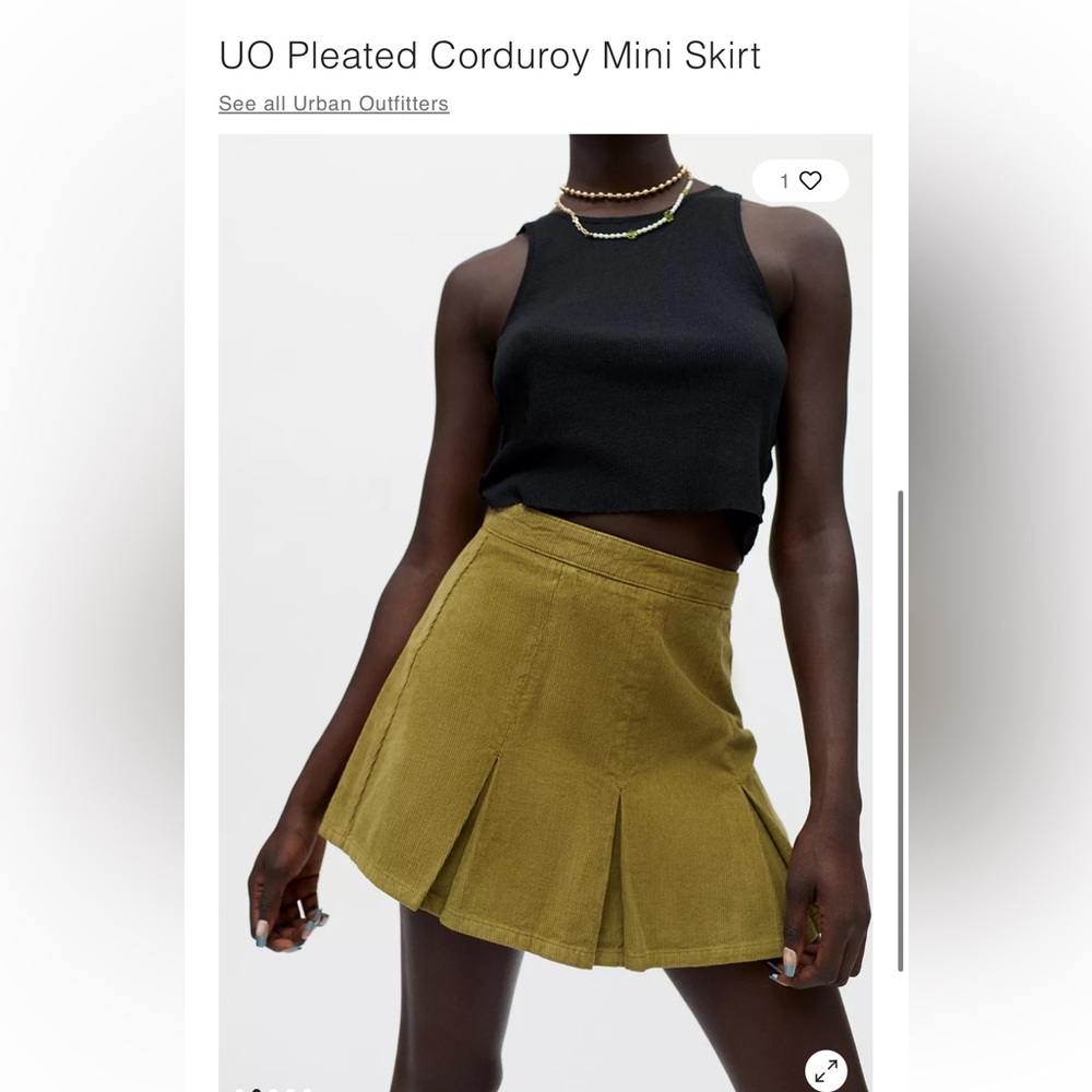 Urban Outfitters Pleated Corduroy Mini Skirt XS never worn!